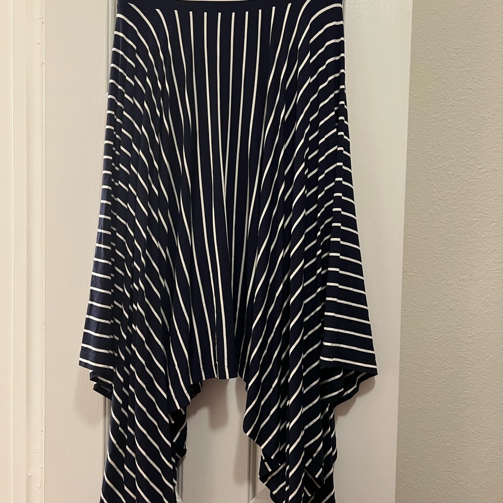 Cabi asymmetrical striped skirt